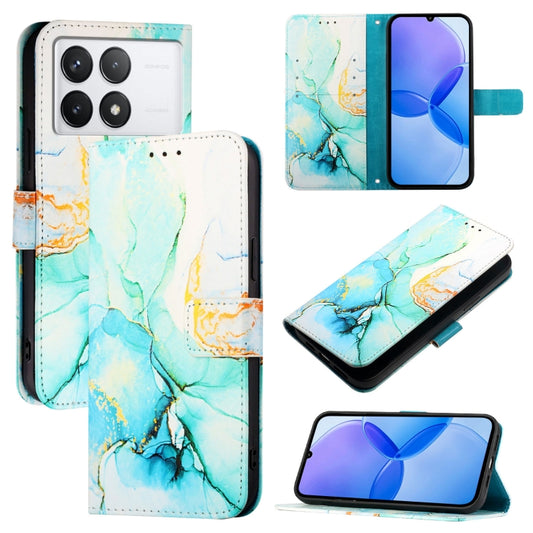 For Xiaomi Redmi K70 / K70 Pro PT003 Marble Pattern Flip Leather Phone Case(Green) - K70 Cases by PMC Jewellery | Online Shopping South Africa | PMC Jewellery | Buy Now Pay Later Mobicred