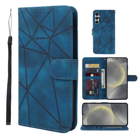 For Samsung Galaxy S24 / S25 5G Skin Feel Geometric Lines Leather Phone Case(Blue) - Galaxy S24 5G Cases by PMC Jewellery | Online Shopping South Africa | PMC Jewellery | Buy Now Pay Later Mobicred