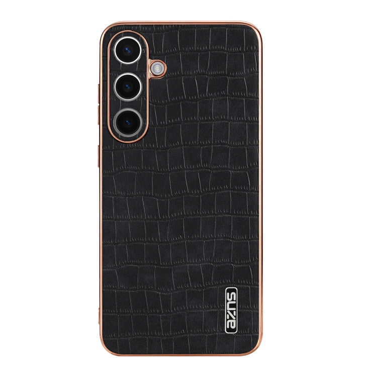 For Samsung Galaxy S24 5G AZNS Electroplated Frame Crocodile Texture Full Coverage Phone Case(Black) - Galaxy S24 5G Cases by AZNS | Online Shopping South Africa | PMC Jewellery | Buy Now Pay Later Mobicred