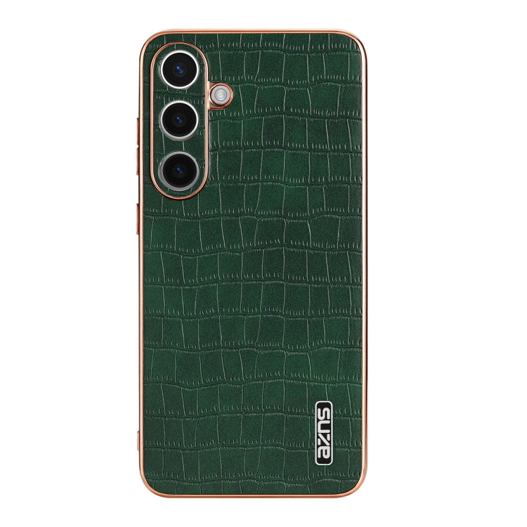 For Samsung Galaxy S24 5G AZNS Electroplated Frame Crocodile Texture Full Coverage Phone Case(Green) - Galaxy S24 5G Cases by AZNS | Online Shopping South Africa | PMC Jewellery | Buy Now Pay Later Mobicred