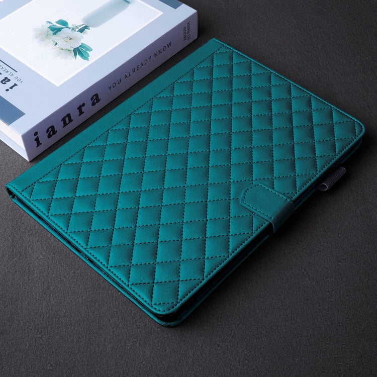 For iPad Pro 13 2024 Rhombus Lattice Leather Smart Tablet Case(Dark Green) - iPad Pro 13 2024 Cases by PMC Jewellery | Online Shopping South Africa | PMC Jewellery | Buy Now Pay Later Mobicred