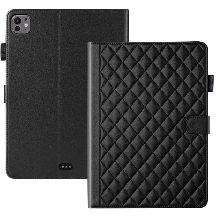 For iPad Pro 13 2024 Rhombus Lattice Leather Smart Tablet Case(Black) - iPad Pro 13 2024 Cases by PMC TechLife | Online Shopping South Africa | PMC TechLife | Buy Now Pay Later Mobicred