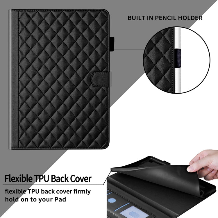 For iPad Pro 11 2024 Rhombus Lattice Leather Smart Tablet Case(Black) - iPad Pro 11 2024 Cases by PMC TechLife | Online Shopping South Africa | PMC TechLife | Buy Now Pay Later Mobicred