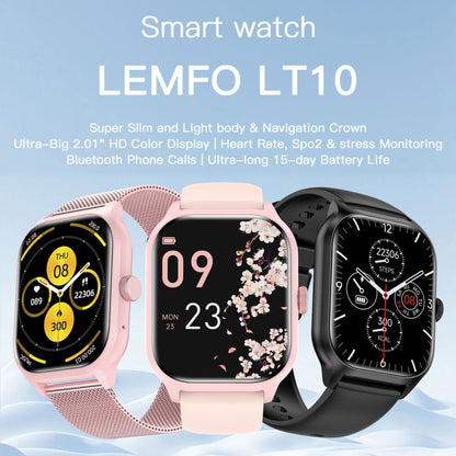 LEMFO LT10 2.01 inch TFT Screen Smart Watch Supports Bluetooth Call / Health Monitoring, Steel Strap(Pink) - Smart Watches by LEMFO | Online Shopping South Africa | PMC Jewellery | Buy Now Pay Later Mobicred