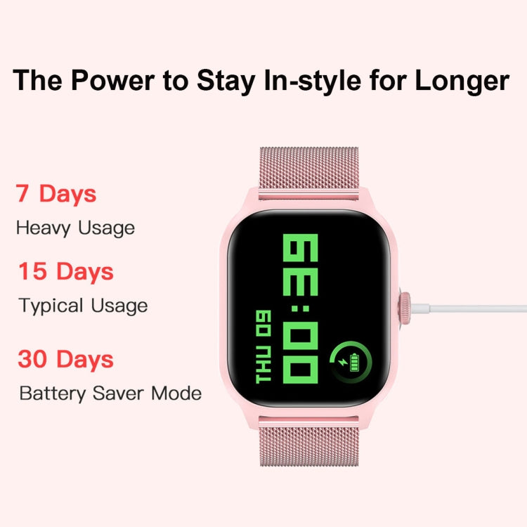 LEMFO LT10 2.01 inch TFT Screen Smart Watch Supports Bluetooth Call / Health Monitoring, Steel Strap(Pink) - Smart Watches by LEMFO | Online Shopping South Africa | PMC Jewellery | Buy Now Pay Later Mobicred