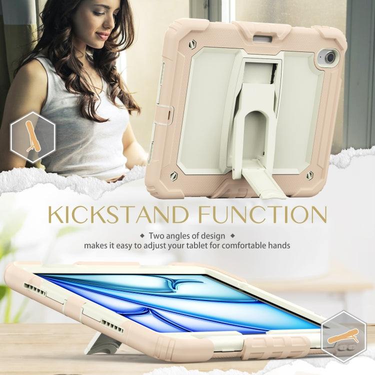 For iPad Air 11 2024 Silicone Hydric PC Tablet Case with Shoulder Strap & Holder(Rose Gold) - iPad Air 11 2024 Cases by PMC Jewellery | Online Shopping South Africa | PMC Jewellery | Buy Now Pay Later Mobicred