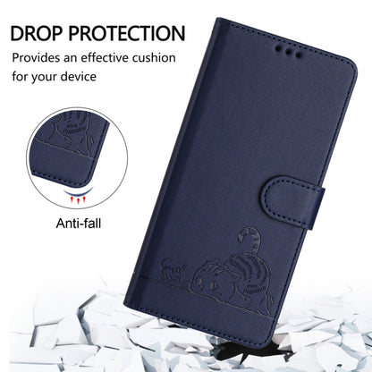 For Blackview A52 Cat Rat Embossed Pattern RFID Leather Phone Case with Lanyard(Blue) - More Brand by PMC Jewellery | Online Shopping South Africa | PMC Jewellery | Buy Now Pay Later Mobicred