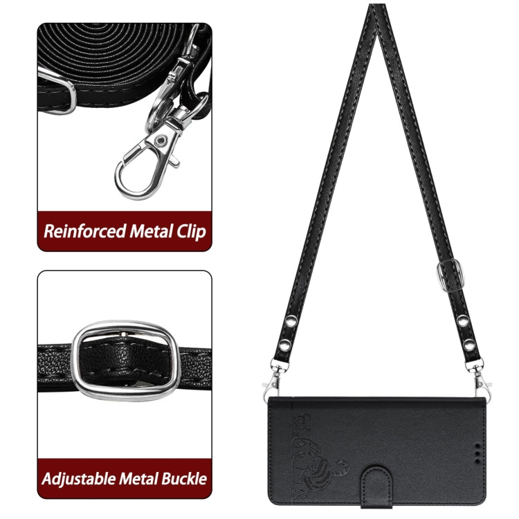 For Blackview A53 Cat Rat Embossed Pattern RFID Leather Phone Case with Lanyard(Black) - More Brand by PMC TechLife | Online Shopping South Africa | PMC TechLife | Buy Now Pay Later Mobicred