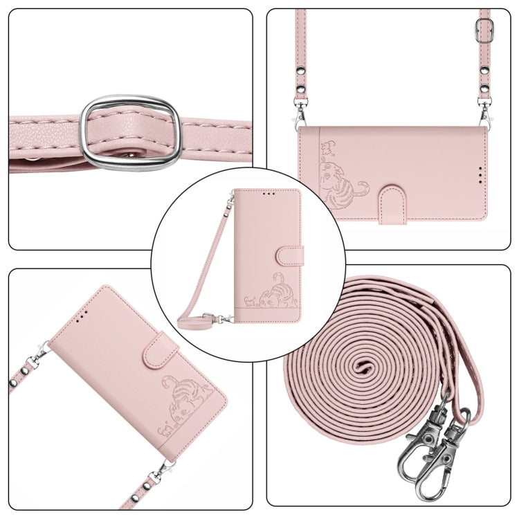For Blackview Shark 8 Cat Rat Embossed Pattern RFID Leather Phone Case with Lanyard(Pink) - More Brand by PMC TechLife | Online Shopping South Africa | PMC TechLife | Buy Now Pay Later Mobicred