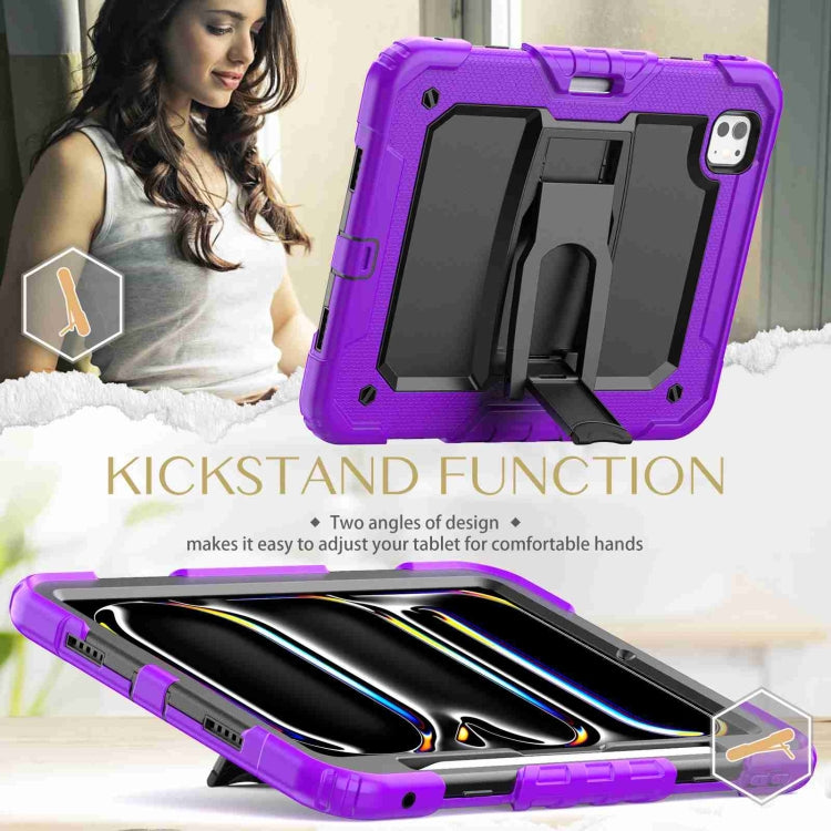 For iPad Pro 11 2024 Silicone Hydric PC Tablet Case with Shoulder Strap & Holder(Purple) - iPad Pro 11 2024 Cases by PMC TechLife | Online Shopping South Africa | PMC TechLife | Buy Now Pay Later Mobicred