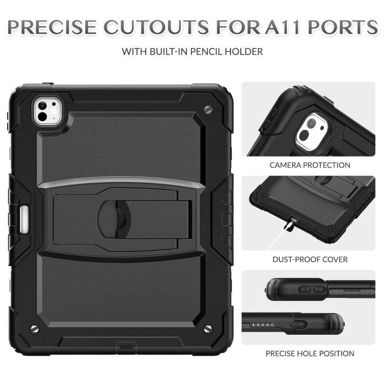 For iPad Pro 13 2024 Silicone Hydric PC Tablet Case with Shoulder Strap & Holder(Black) - iPad Pro 13 2024 Cases by PMC Jewellery | Online Shopping South Africa | PMC Jewellery | Buy Now Pay Later Mobicred
