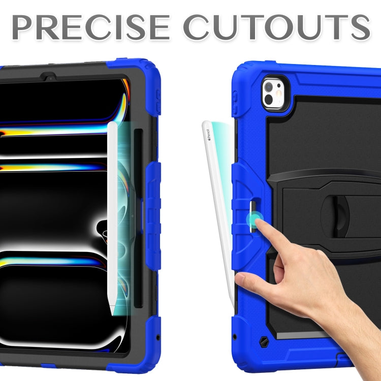 For iPad Pro 13 2024 Silicone Hydric PC Tablet Case with Shoulder Strap & Holder(Blue) - iPad Pro 13 2024 Cases by PMC Jewellery | Online Shopping South Africa | PMC Jewellery | Buy Now Pay Later Mobicred