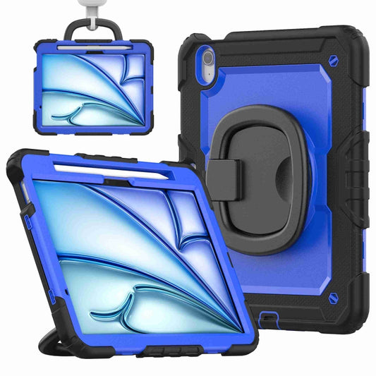 For iPad Air 11 2024 Handle Silicone Hydric PC Tablet Case with Shoulder Strap(Dark Blue PC) - iPad Air 11 2024 Cases by PMC Jewellery | Online Shopping South Africa | PMC Jewellery | Buy Now Pay Later Mobicred
