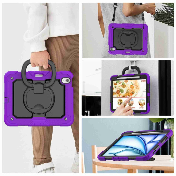 For iPad Air 11 2024 Handle Silicone Hydric PC Tablet Case with Shoulder Strap(Purple) - iPad Air 11 2024 Cases by PMC Jewellery | Online Shopping South Africa | PMC Jewellery | Buy Now Pay Later Mobicred