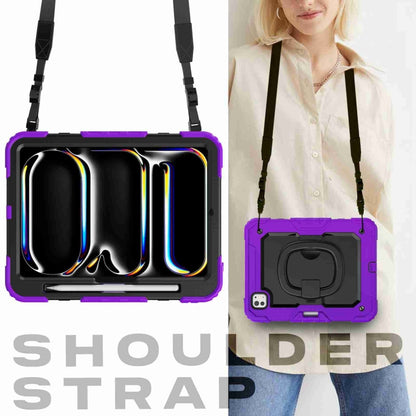 For iPad Pro 11 2024 Handle Silicone Hydric PC Tablet Case with Shoulder Strap(Purple) - iPad Pro 11 2024 Cases by PMC Jewellery | Online Shopping South Africa | PMC Jewellery | Buy Now Pay Later Mobicred