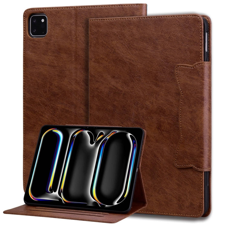 For iPad Pro 13 2024 Cat Buckle Leather Smart Tablet Case(Brown) - iPad Pro 13 2024 Cases by PMC TechLife | Online Shopping South Africa | PMC TechLife | Buy Now Pay Later Mobicred