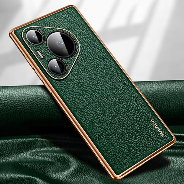 For Huawei Pura 70 SULADA TPU + Litchi Texture Leather Phone Case(Green) - Huawei Cases by SULADA | Online Shopping South Africa | PMC Jewellery | Buy Now Pay Later Mobicred