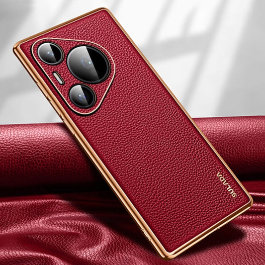 For Huawei Pura 70 SULADA TPU + Litchi Texture Leather Phone Case(Red) - Huawei Cases by SULADA | Online Shopping South Africa | PMC Jewellery | Buy Now Pay Later Mobicred