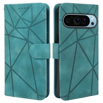 For Google Pixel 9 / 9 Pro Skin Feel Geometric Lines Leather Phone Case(Green) - Google Cases by PMC Jewellery | Online Shopping South Africa | PMC Jewellery | Buy Now Pay Later Mobicred