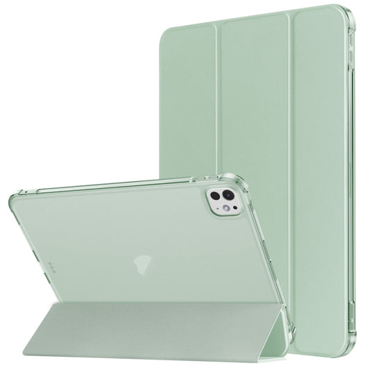 For iPad Pro 11 2024 Tri-fold Holder TPU Cover Frosted Leather Smart Tablet Case withh Pen Slot(Matcha Green) - iPad Pro 11 2024 Cases by PMC Jewellery | Online Shopping South Africa | PMC Jewellery | Buy Now Pay Later Mobicred