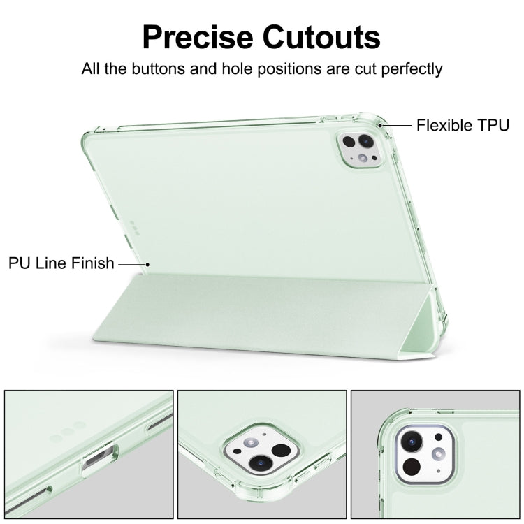 For iPad Pro 11 2024 Tri-fold Holder TPU Cover Frosted Leather Smart Tablet Case withh Pen Slot(Light Green) - iPad Pro 11 2024 Cases by PMC Jewellery | Online Shopping South Africa | PMC Jewellery | Buy Now Pay Later Mobicred