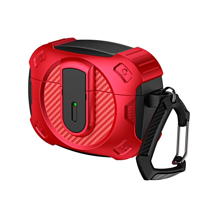 For AirPods Pro Lock Shockproof Bluetooth Earphone Protective Case(Black Red) - For AirPods Pro by PMC Jewellery | Online Shopping South Africa | PMC Jewellery | Buy Now Pay Later Mobicred