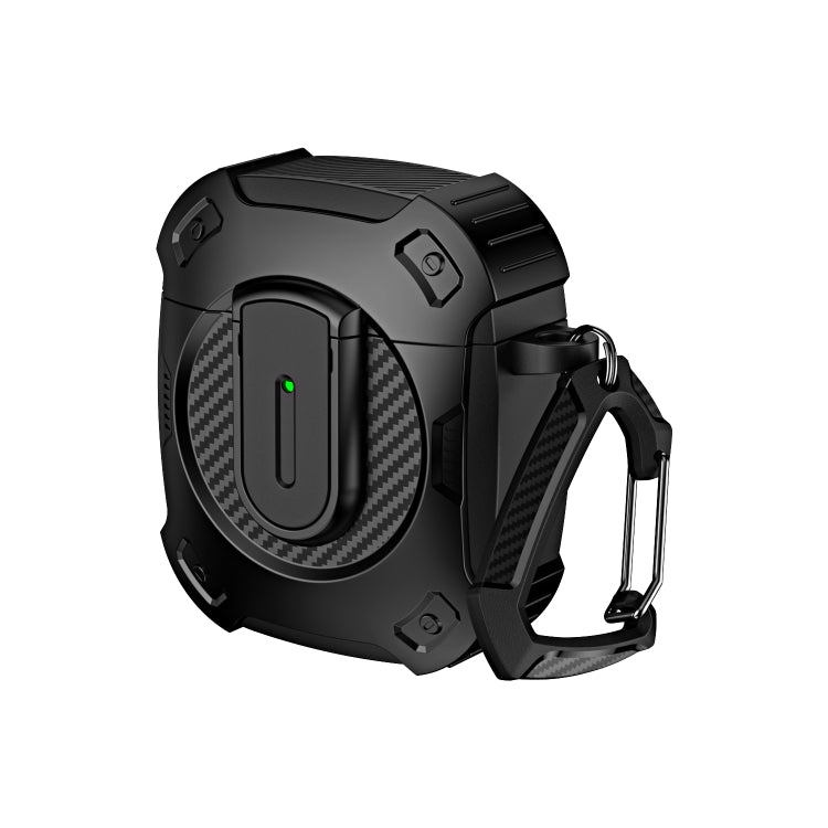 For AirPods 2 / 1 Lock Shockproof Bluetooth Earphone Protective Case(Black) - For AirPods 1/2 by PMC Jewellery | Online Shopping South Africa | PMC Jewellery | Buy Now Pay Later Mobicred