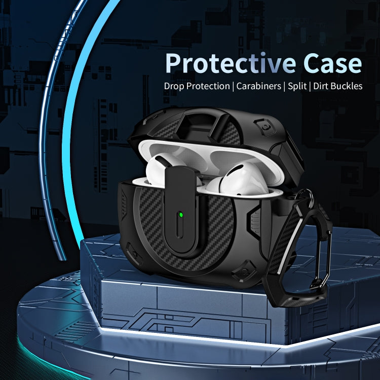 For AirPods Pro 2 Lock Shockproof Bluetooth Earphone Protective Case(Black Silver) - For AirPods Pro 2 by PMC Jewellery | Online Shopping South Africa | PMC Jewellery | Buy Now Pay Later Mobicred