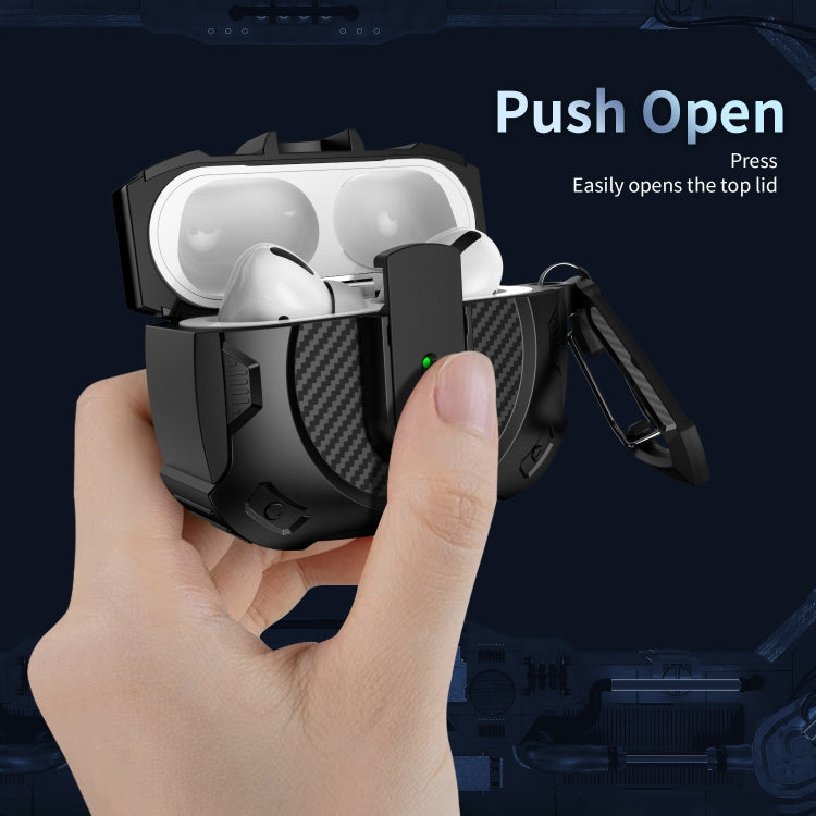 For AirPods Pro Lock Shockproof Bluetooth Earphone Protective Case(Black Orange) - For AirPods Pro by PMC Jewellery | Online Shopping South Africa | PMC Jewellery | Buy Now Pay Later Mobicred
