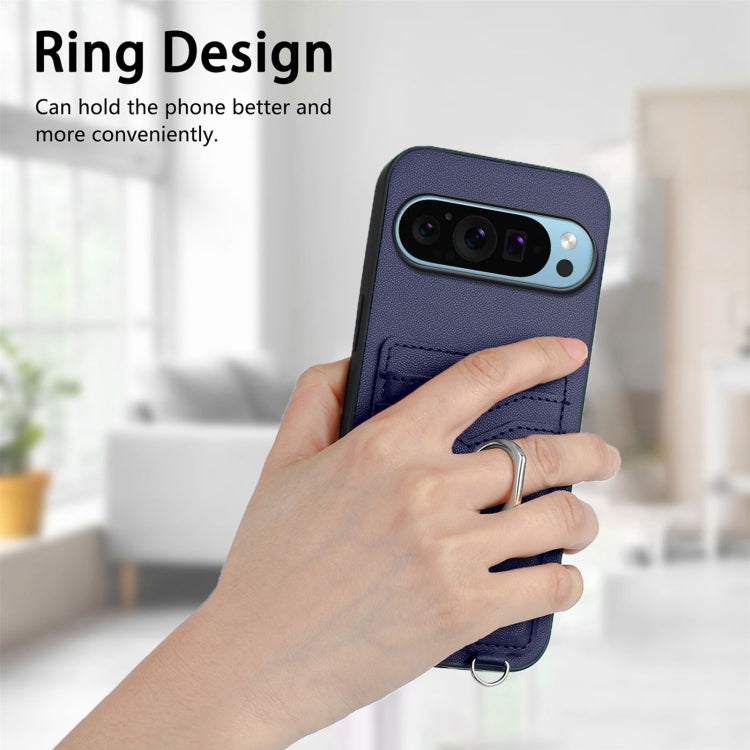 For Google Pixel 9 / 9 Pro R20 Ring Card Holder Phone Case(Blue) - Google Cases by PMC Jewellery | Online Shopping South Africa | PMC Jewellery | Buy Now Pay Later Mobicred