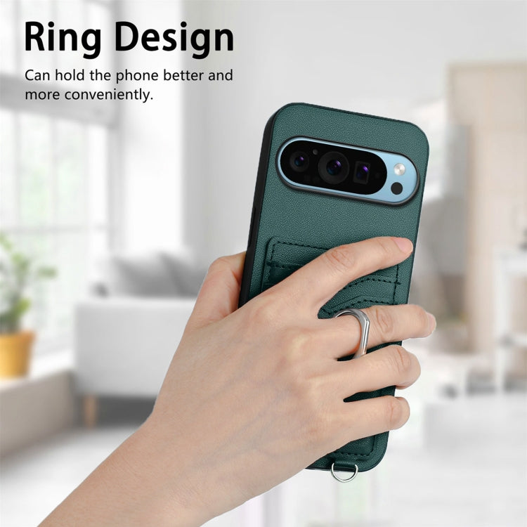 For Google Pixel 9 / 9 Pro R20 Ring Card Holder Phone Case(Green) - Google Cases by PMC Jewellery | Online Shopping South Africa | PMC Jewellery | Buy Now Pay Later Mobicred