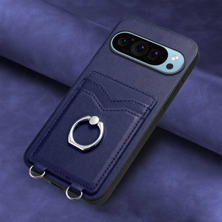 For Google Pixel 9 Pro XL R20 Ring Card Holder Phone Case(Blue) - Google Cases by PMC Jewellery | Online Shopping South Africa | PMC Jewellery | Buy Now Pay Later Mobicred