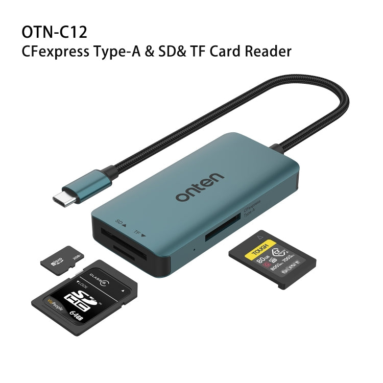 Onten C12 3 in 1 USB-C / Type-C to CFepress Type-A & SD & TF Card Reader(Pine Green) - Card Reader by Onten | Online Shopping South Africa | PMC Jewellery | Buy Now Pay Later Mobicred