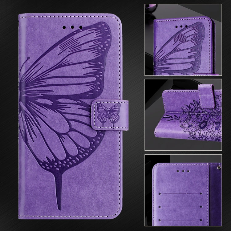 For Blackview A52 Embossed Butterfly Leather Phone Case(Purple) - More Brand by PMC TechLife | Online Shopping South Africa | PMC TechLife | Buy Now Pay Later Mobicred