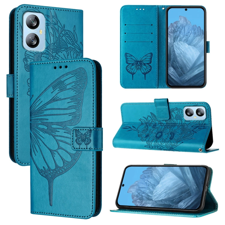 For Blackview A52 Embossed Butterfly Leather Phone Case(Blue) - More Brand by PMC TechLife | Online Shopping South Africa | PMC TechLife | Buy Now Pay Later Mobicred