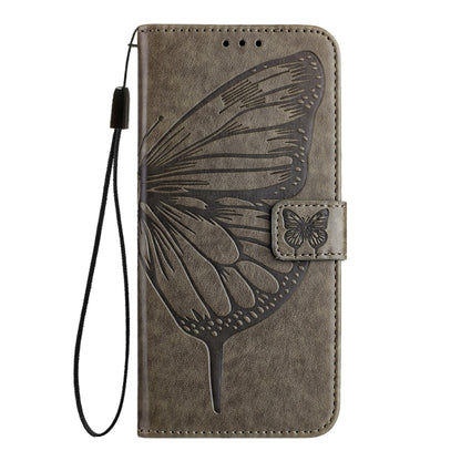 For Blackview A53 Embossed Butterfly Leather Phone Case(Grey) - More Brand by PMC Jewellery | Online Shopping South Africa | PMC Jewellery | Buy Now Pay Later Mobicred