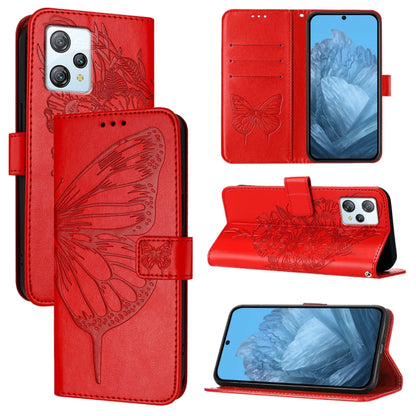For Blackview A53 Embossed Butterfly Leather Phone Case(Red) - More Brand by PMC Jewellery | Online Shopping South Africa | PMC Jewellery | Buy Now Pay Later Mobicred