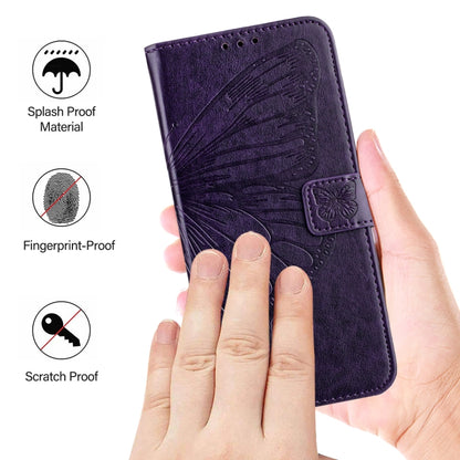 For Blackview Shark 8 Embossed Butterfly Leather Phone Case(Dark Purple) - More Brand by PMC Jewellery | Online Shopping South Africa | PMC Jewellery | Buy Now Pay Later Mobicred