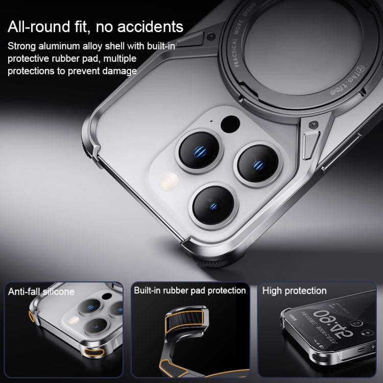 For iPhone 16 Pro Max Aluminum Alloy Frameless 360-Degree Rotating Phone Case(Grey) - iPhone 16 Pro Max Cases by PMc TechLife | Online Shopping South Africa | PMc TechLife | Buy Now Pay Later Mobicred