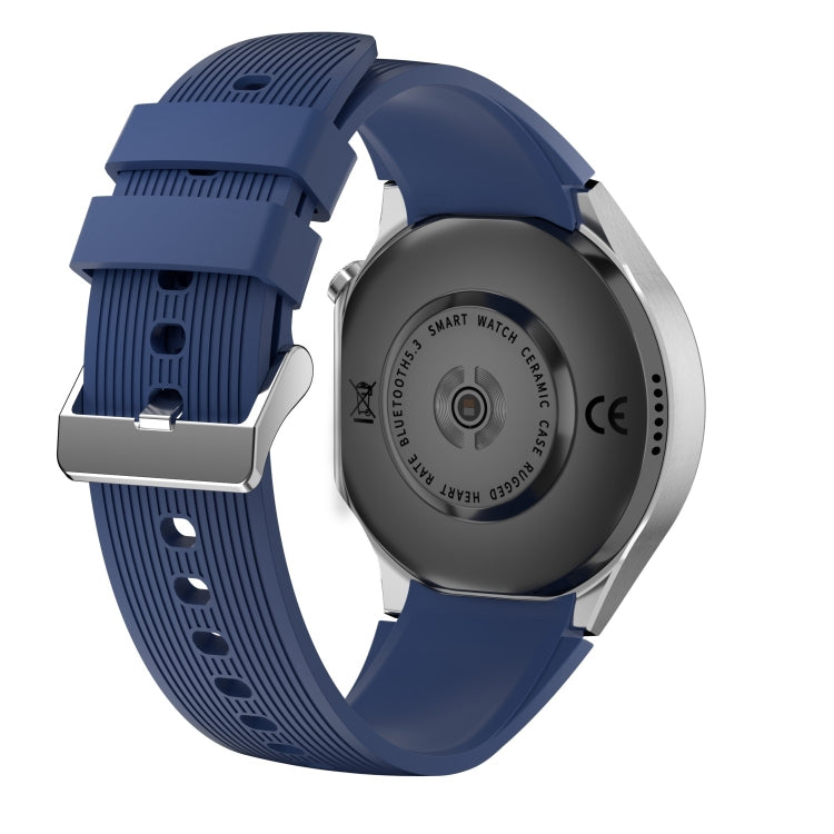 HD Watch X 1.43 inch IP68 BT5.3 Sport Smart Watch, Support Bluetooth Call / Sleep / Blood Oxygen / Heart Rate / Blood Pressure Health Monitor(Silver Steel + Blue Silicone Strap) - Smart Watches by PMC Jewellery | Online Shopping South Africa | PMC Jewellery | Buy Now Pay Later Mobicred