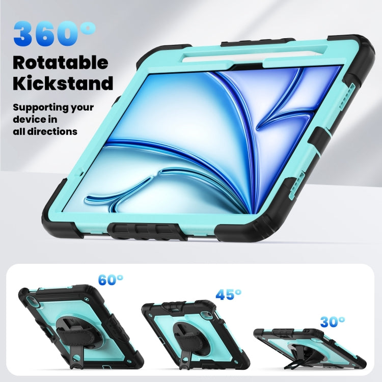 For iPad Air 11 2024 Silicone Hybrid PC Tablet Case with Shoulder Strap(Black + Light Blue) - iPad Air 11 2024 Cases by PMC TechLife | Online Shopping South Africa | PMC TechLife | Buy Now Pay Later Mobicred