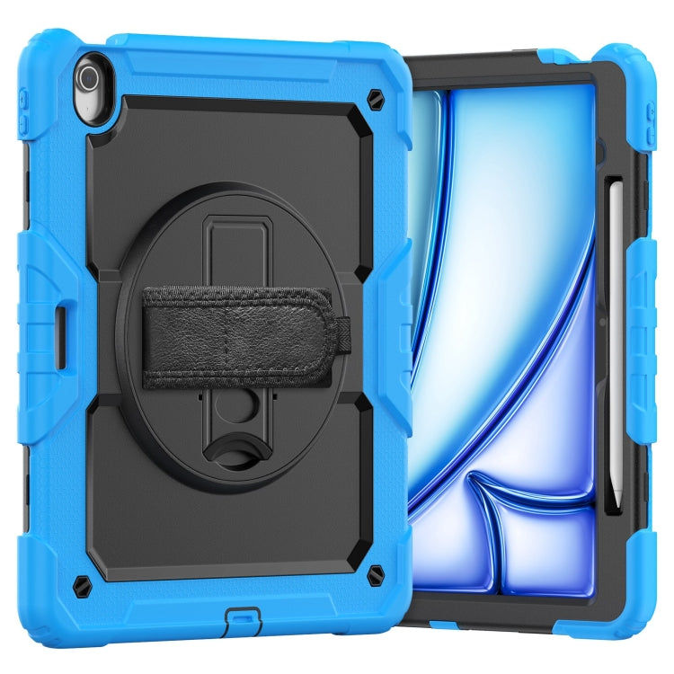 For iPad Air 13 2024 Silicone Hybrid PC Tablet Case with Shoulder Strap(Black + Light Blue) - iPad Air 13 2024 Cases by PMC Jewellery | Online Shopping South Africa | PMC Jewellery | Buy Now Pay Later Mobicred