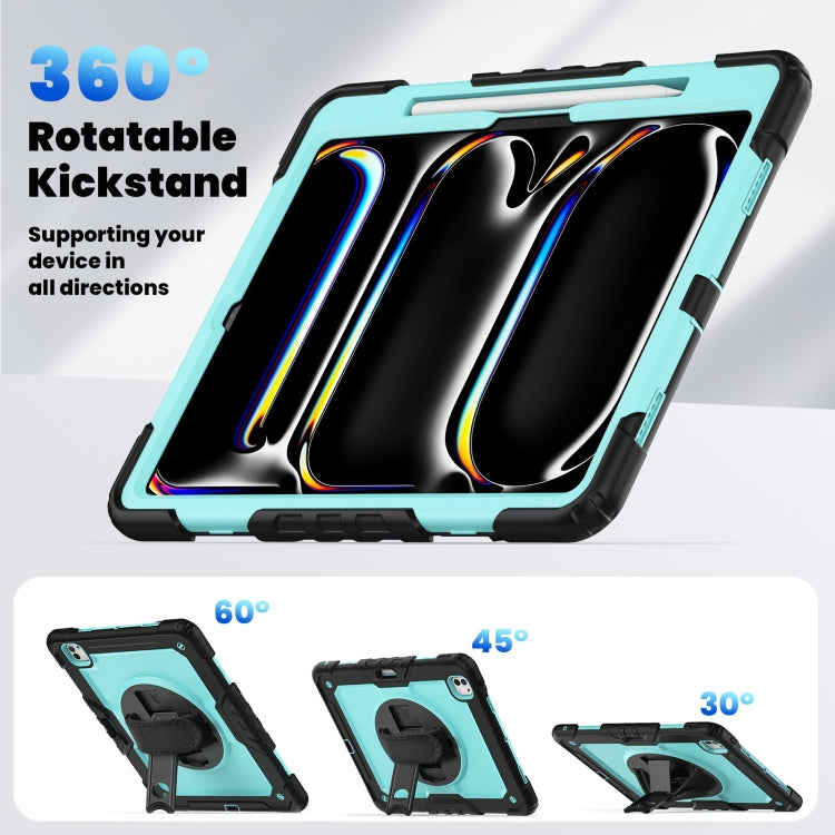For iPad Pro 13 2024 Silicone Hybrid PC Tablet Case with Shoulder Strap(Light Blue + Black) - iPad Pro 13 2024 Cases by PMC TechLife | Online Shopping South Africa | PMC TechLife | Buy Now Pay Later Mobicred