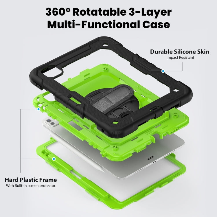 For iPad Pro 11 2024 Silicone Hybrid PC Tablet Case with Shoulder Strap(Yellow Green + Black) - iPad Pro 11 2024 Cases by PMC TechLife | Online Shopping South Africa | PMC TechLife | Buy Now Pay Later Mobicred