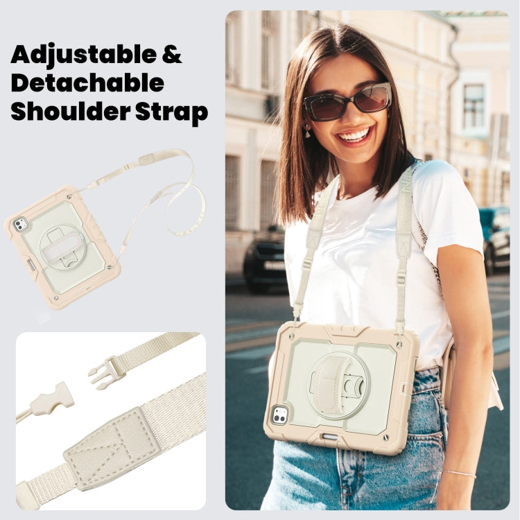 For iPad Pro 11 2024 Silicone Hybrid PC Tablet Case with Shoulder Strap(Beige + Rose Gold) - iPad Pro 11 2024 Cases by PMC TechLife | Online Shopping South Africa | PMC TechLife | Buy Now Pay Later Mobicred