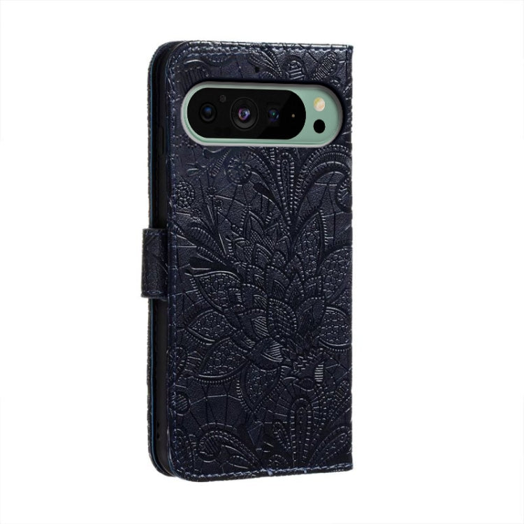 For Google Pixel 9 Lace Flower Embossing Flip Leather Phone Case(Dark Blue) - Google Cases by PMC Jewellery | Online Shopping South Africa | PMC Jewellery | Buy Now Pay Later Mobicred