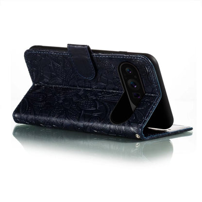 For Google Pixel 9 Pro Lace Flower Embossing Flip Leather Phone Case(Dark Blue) - Google Cases by PMC Jewellery | Online Shopping South Africa | PMC Jewellery | Buy Now Pay Later Mobicred