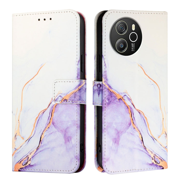 For Blackview Shark 8 PT003 Marble Pattern Flip Leather Phone Case(White Purple) - More Brand by PMC Jewellery | Online Shopping South Africa | PMC Jewellery | Buy Now Pay Later Mobicred