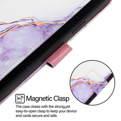 For Blackview Color 8 PT003 Marble Pattern Flip Leather Phone Case(White Purple) - More Brand by PMC Jewellery | Online Shopping South Africa | PMC Jewellery | Buy Now Pay Later Mobicred