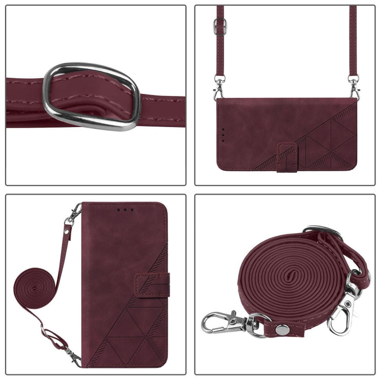 For Blackview A52 Crossbody 3D Embossed Flip Leather Phone Case(Wine Red) - More Brand by PMC Jewellery | Online Shopping South Africa | PMC Jewellery | Buy Now Pay Later Mobicred